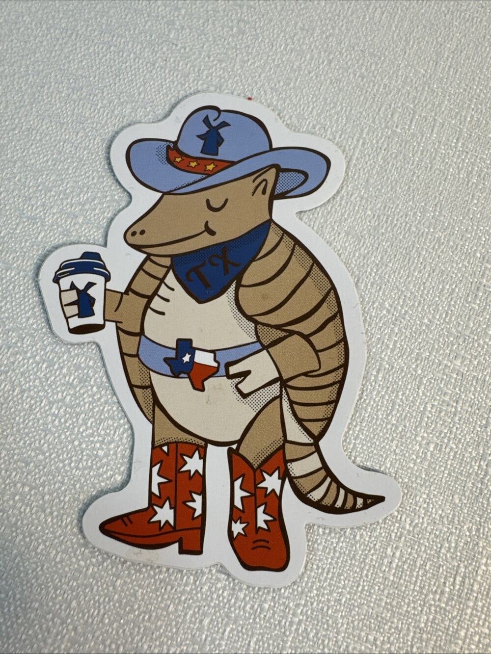 Authentic Dutch Bros Armadillo Cowboy Country state Texas sticker